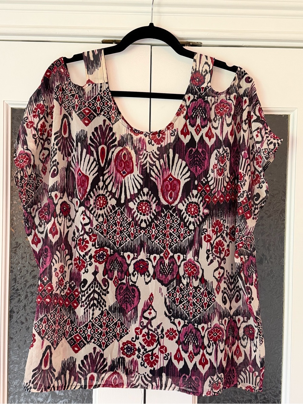 Cold Shoulder Sheer Blouse with Tank